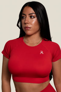 SIGNATURE SEAMLESS CROP TOP - RED