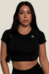 SIGNATURE SEAMLESS CROP TOP - BLACK