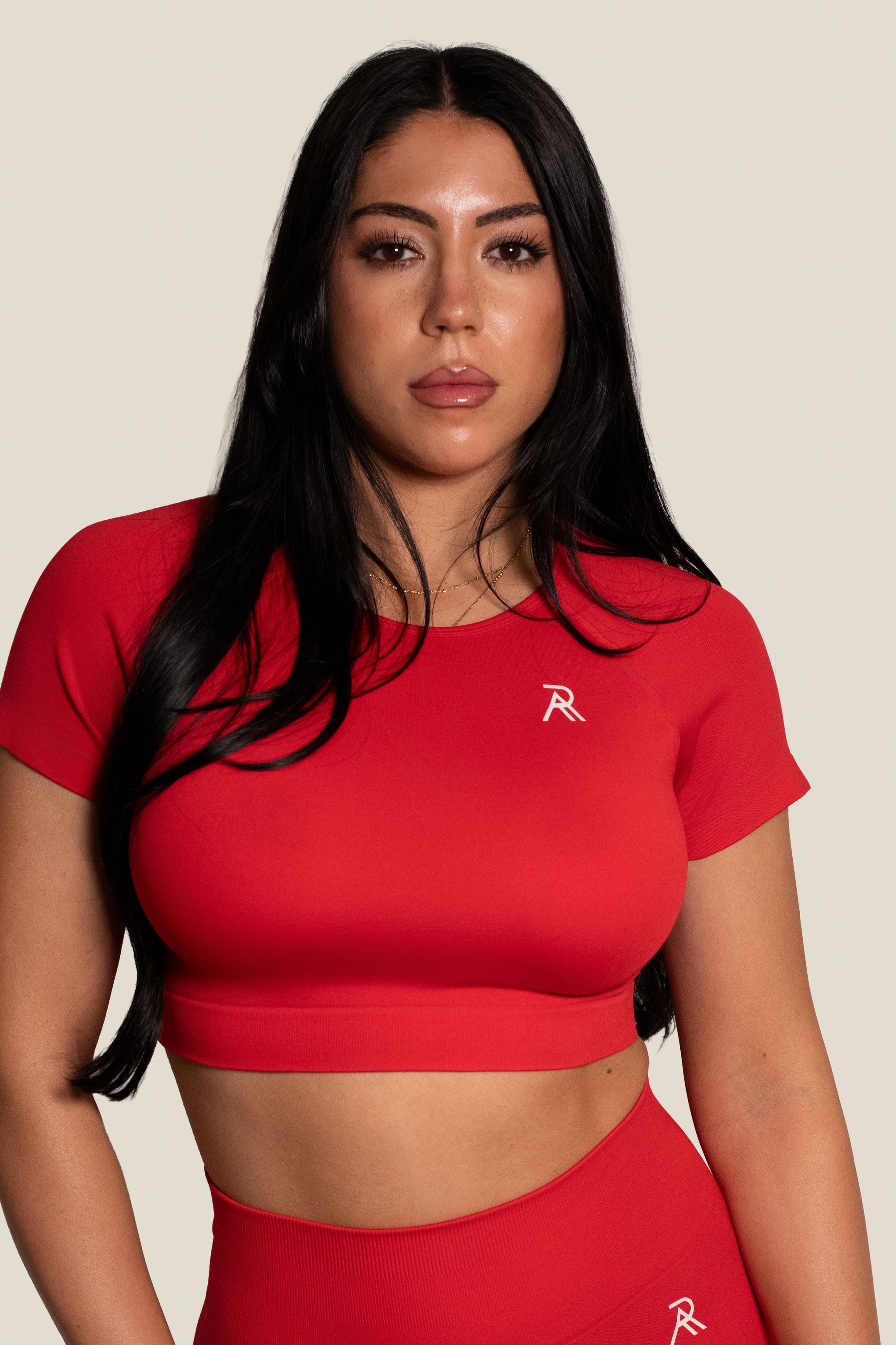 SIGNATURE SEAMLESS CROP TOP - RED