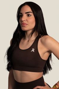 SIGNATURE SEAMLESS SPORTS BRA - CHOCOLATE BROWN